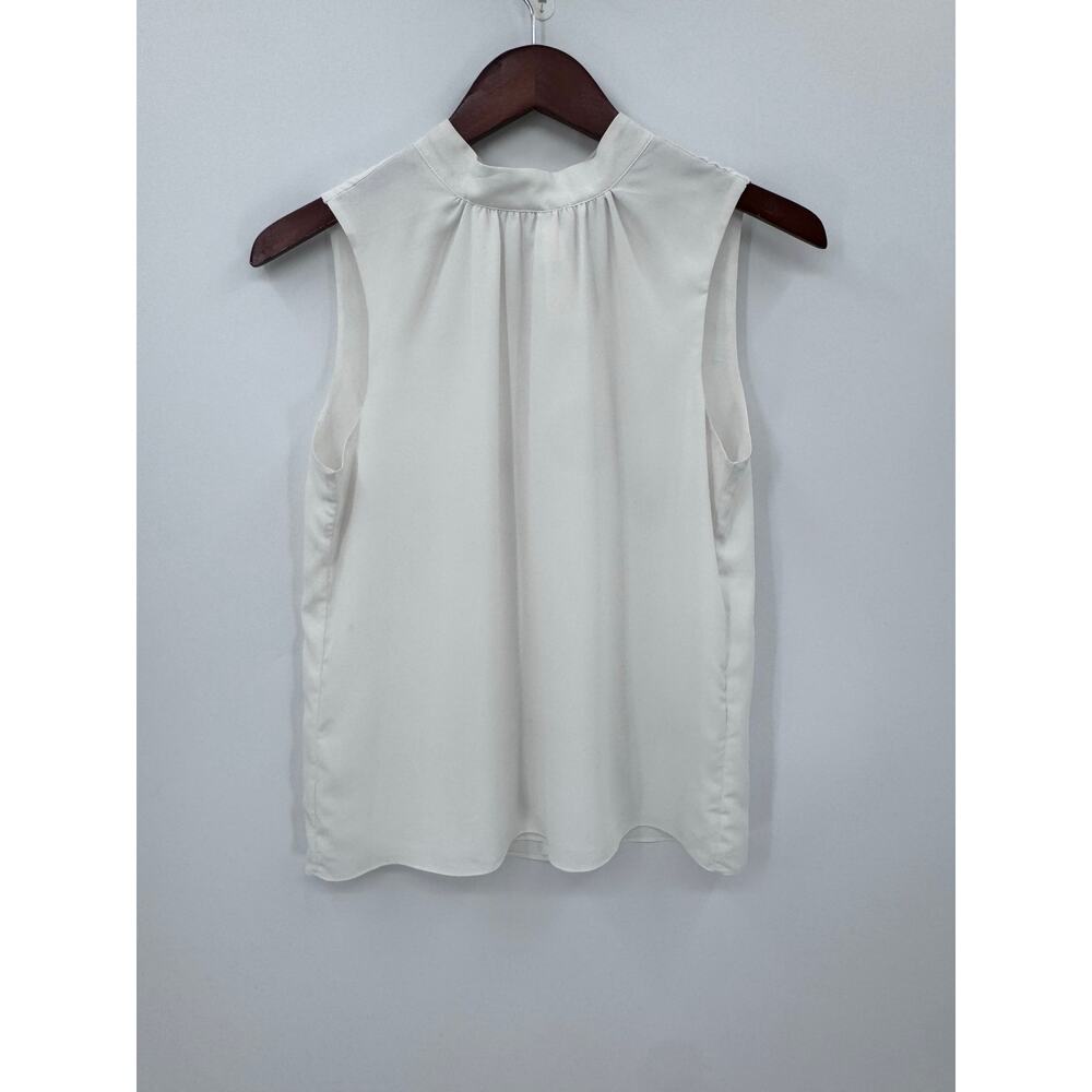 H&M White Sleeveless Blouse Tie Neck Mock Neck Minimalist Coquette Chic Size 4 - Picture 3 of 8